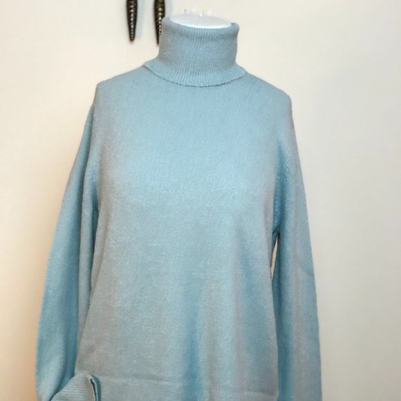 BNWT Halogen Turtleneck Blue Raindrop Sweater - Picture 2 of 8